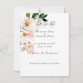 Roze Hortensia Witte Tulpen Foto Bruiloft Save The Date (Achterkant)