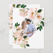 Roze Hortensia Witte Tulpen Foto Bruiloft Save The Date (Voorkant / Achterkant)