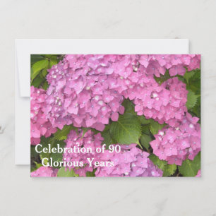 Roze Hortensia's 90ste Verjaardagsfeest Kaart