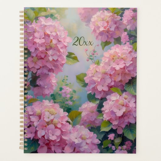 Roze Hortensia's Bloemenspiraal Planner Lente (Voorkant)