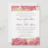 Roze hortensia's en gouden strepen kaart (Voorkant)