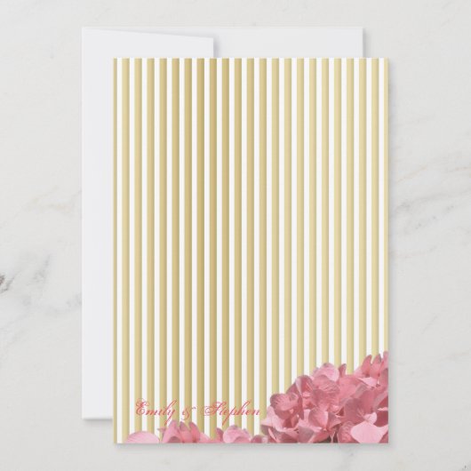 Roze hortensia's en gouden strepen kaart (Achterkant)