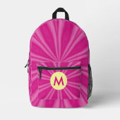 Roze Hot Bright Sunburst Monogram Yellow Circle Bedrukte Rugzak (Voorkant)