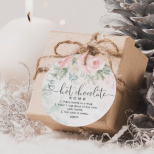 Roze hot chocolate bom bedankjes labels
