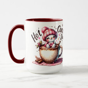 Roze Hot Cocoa Snowwomen Seizoen Mok