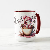 Roze Hot Cocoa Snowwomen Seizoen Mok (Voorkant rechts)
