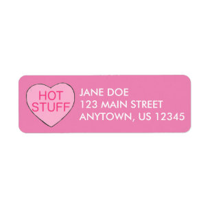 Roze HOT STUFF Snoep Heart Valentijnsdag Love Etiket