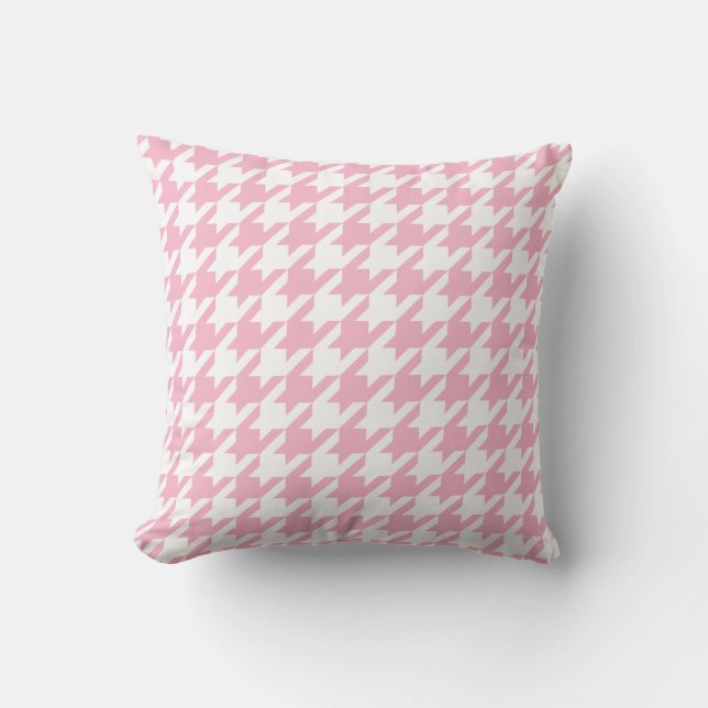Roze Houndstooth Kussen (Voorkant)