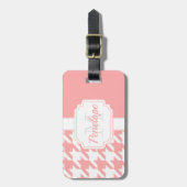 Roze houndstooth Pattern Bagagelabel (Voorkant verticaal)