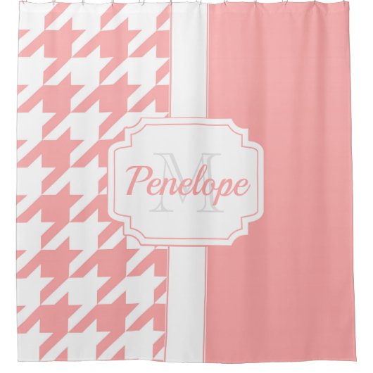 Roze houndstooth Pattern Douchegordijn (Voorkant)