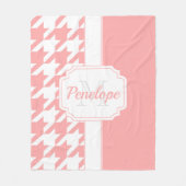 Roze houndstooth Pattern Fleece Deken (Voorkant)