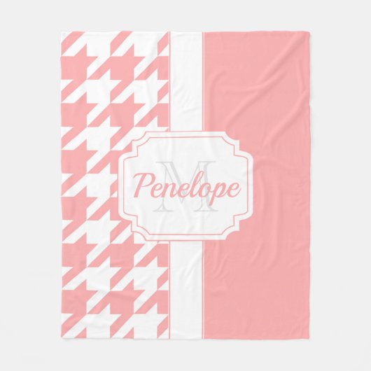 Roze houndstooth Pattern Fleece Deken (Voorkant)