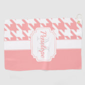 Roze houndstooth Pattern Golfhanddoek (Horizontaal)