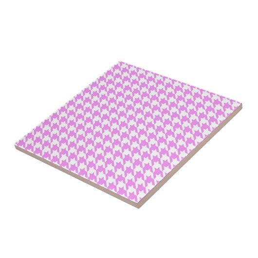Roze Houndstooth Tegeltje (Zijkant)
