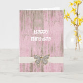 Roze Hout Kaart (Gele Bloem)