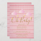 Roze Hout Twinkle Twinkle Oh Baby Baby Shower Kaart (Voorkant / Achterkant)