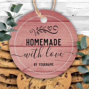 Roze Houten Fantasie Schrift Thuisgemaakt met lief Bedankjes Labels