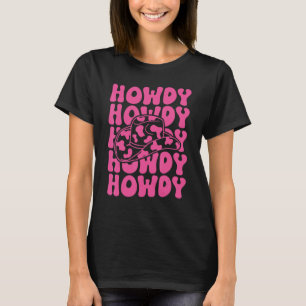 Roze Howdy Southern Western Girl Land Rodeo Koe T-shirt