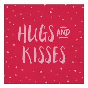 Roze hugs en Kisses   Hoorten   VALENTIJNSDAG Perfect Poster