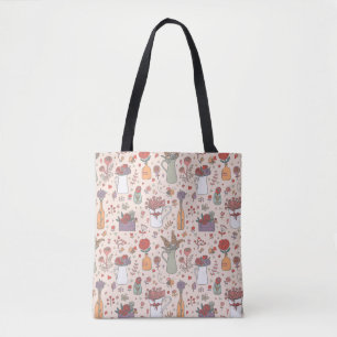 Roze Huis Planten: Bloemen Draagtas