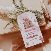 Roze huis van gemberkoek Kerst Eerste Verjaardag Cadeaulabel