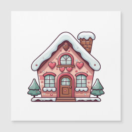 Roze huis van gemberkoek met harten