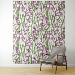 Roze Hyacint bloemen op natuurlijk wit Wandkleed