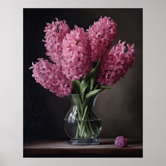 Roze Hyacint Flowers Art Print Poster (Voorkant)