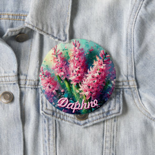 Roze Hyacinten Hyacint Bloemstuk Persoonlijk Ronde Button 4,0 Cm
