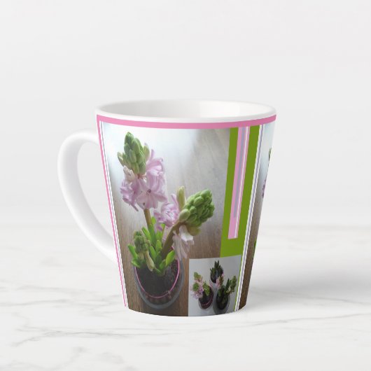 Roze hyacinths Design Latte Mok (Linkerhoek)