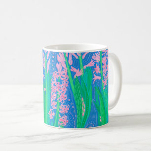 Roze hyacinths Spring Flowers Floral Art Painting Koffiemok