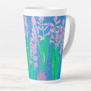 Roze hyacinths Spring Flowers Floral Art Painting Latte Mok