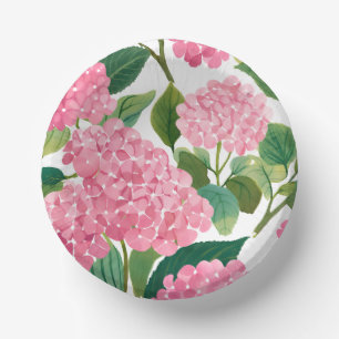 Roze Hydrangea Aquarel Bloemstuk Kust Papieren Kommen