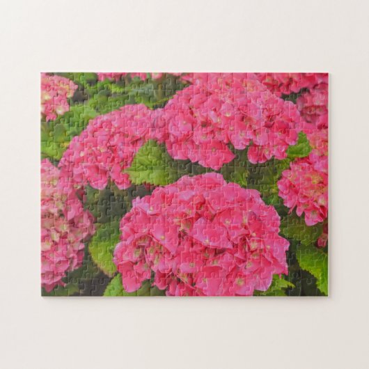 Roze Hydrangea Bloem Tuin Kunst Puzzel (Horizontaal)
