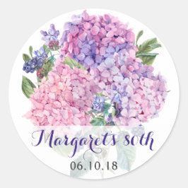 Roze Hydrangea Bloemen 80ste Verjaardag Ronde Sticker