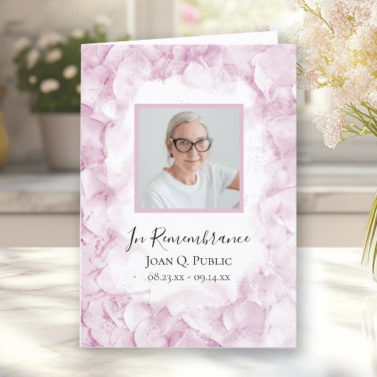 Roze Hydrangea Bloemen Begrafenisdienst Gevouwen Programma