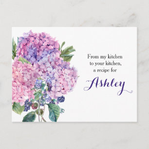 Roze Hydrangea Bloemen Blackberry Recept Kaart