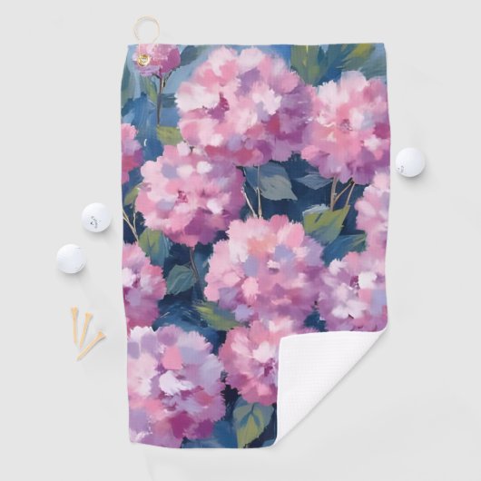 Roze Hydrangea Bloemen Golfhanddoek (Insitu)