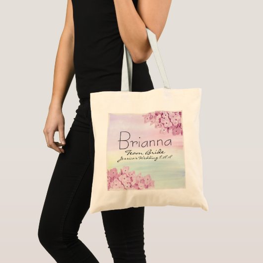 Roze Hydrangea Bloemen Team Bruid bruiloft Canvas Tote Bag (Voorkant (product))