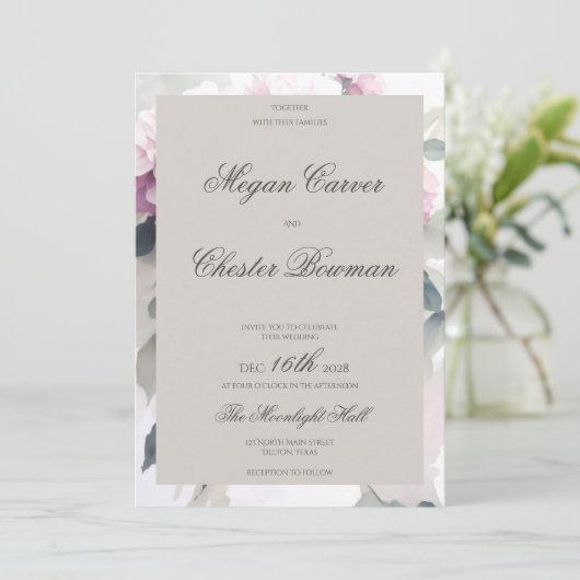  Roze Hydrangea Bloemen Zomer Lente Bruiloft Kaart (Staand voorkant)