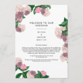 Roze Hydrangea Bloemige Groene Huwelijksprogramma Programma (Voorkant)