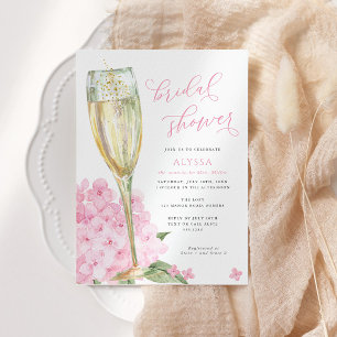 Roze Hydrangea Bloesem Bruiloftsborrel Kaart