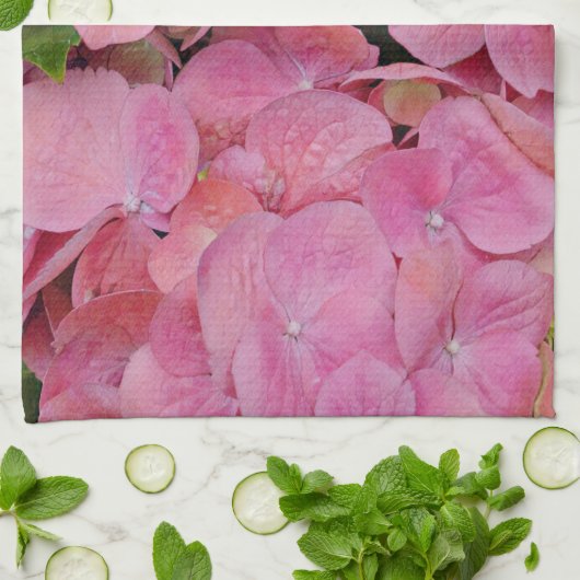 Roze hydrangea Blossom Flowers Kitchen Towel Theedoek (Gevouwen)