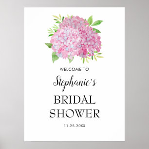 Roze Hydrangea Boeket Bruidsfeest Verwelkoming Poster