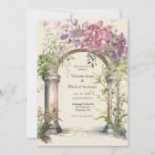 Roze Hydrangea Boog Wedding Kaart (Voorkant)