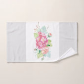 Roze hydrangea Botanisch patroon op lichtgrijs Bad Handdoek (Handdoek)