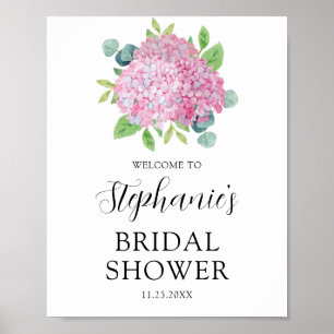 Roze hydrangea Botanisch Vrijgezellenfeest Welkom Poster