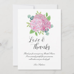 Roze Hydrangea Botanische Vrijgezellenfeest Dank u Kaart