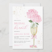 Roze Hydrangea Bruids Brunch Gouden Champagne Kaart (Voorkant)