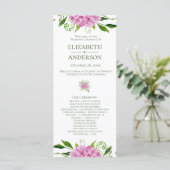 Roze Hydrangea Bruiloft Programma (Staand voorkant)